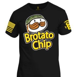 Black Brotato Chip Short Sleeve Mens Cotton Crew
